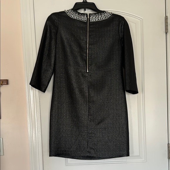 Cynthia Steffe Black Sheath Dress with Embellished Bib Collar - Picture 3 of 7